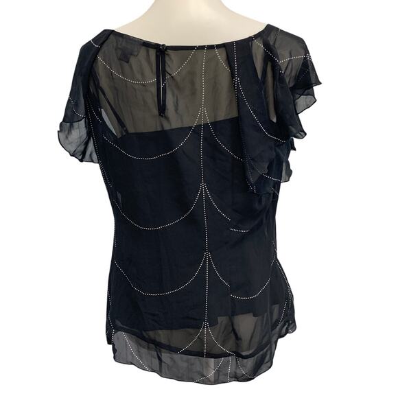 Worthington Womens Large 2-Piece Sheer Ruffled Cami w Overlay Blouse Top - Picture 4 of 5